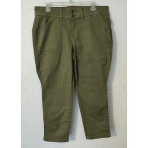 Torrid Crop Aviator Pants Skinny Stretch Twill Mid-Rise Olive‎ Green Size 14